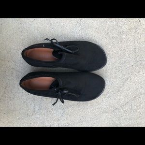 black suede loafer